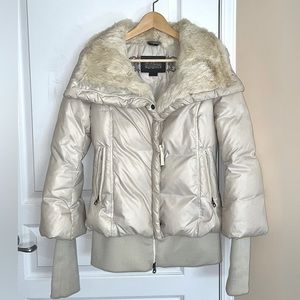 Geniune Vintage MACKAGE Women's Duck Down Winter Coat with Rabbit Fur Trim